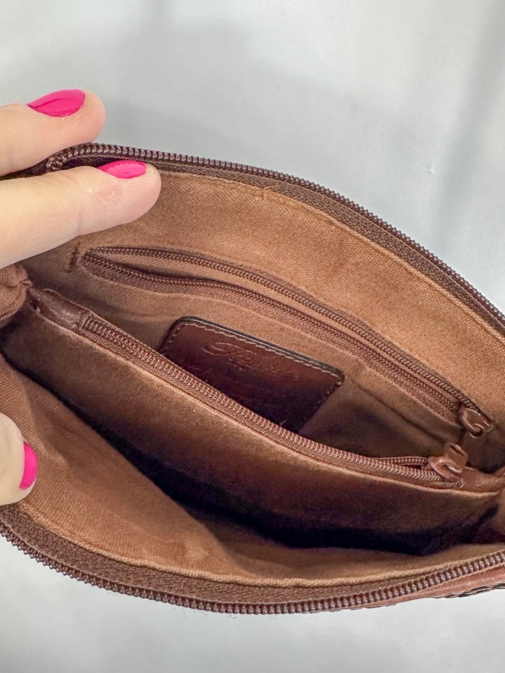 Fossil Brown Braided Leather Crossbody Purse - Picture 6 of 7